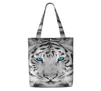 GrAtka Tigre blanco y negro，Bolsas de supermercado reutilizables, bolsas de compras, bolsas de lona de gran capacidad, bolso de hombro
