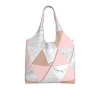 GrAtka Triángulo blanco rosa,Bolsas de mano reutilizables, bolsas de supermercado, bolso de hombro de lona de gran capacidad
