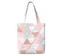 GrAtka Triángulo blanco y rosa，Bolsas de supermercado reutilizables, bolsas de compras, bolsas de lona de gran capacidad, bolso de hombro
