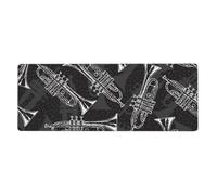 GRatka Trompetas de boceto en Blanco y Negro,Alfombrilla de ratón Grande para Escritorio, Teclado de Ordenador, Base de Goma Antideslizante, 30 x 80 cm