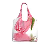 GrAtka Tulipán Efecto Agua Fresca Hermosa Flor Rosa,Bolsas de mano reutilizables, bolsas de supermercado, bolso de hombro de lona de gran capacidad