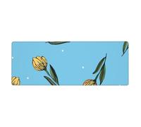 GRatka Tulipanes Amarillos Dibujados a Mano,Alfombrilla de ratón Grande para Escritorio, Teclado de Ordenador, Base de Goma Antideslizante, 30 x 80 cm