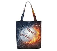 GrAtka Una imagen de una pelota de béisbol en agua y fuego，Bolsas de supermercado reutilizables, bolsas de compras, bolsas de lona de gran capacidad, bolso de hombro