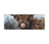 GRatka Vaca de Las Tierras Altas, Fauna Escocesa,Alfombrilla de ratón Grande para Escritorio, Teclado de Ordenador, Base de Goma Antideslizante, 30 x 80 cm