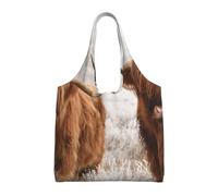 GrAtka Vaca escocesa,Bolsas de mano reutilizables, bolsas de supermercado, bolso de hombro de lona de gran capacidad