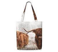 GrAtka Vaca escocesa，Bolsas de supermercado reutilizables, bolsas de compras, bolsas de lona de gran capacidad, bolso de hombro