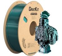 GratKit Filamento PLA de seda de doble color, bobina de 1,75 mm, bobina de 1 kg, filamento de impresora 3D bicolor con precisión +/-0,03 mm, fácil de imprimir, nuevo negro y verde