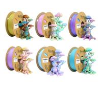 GratKit Filamento PLA mate de 1,75 mm tricolor, PLA mate para impresora 3D de alta velocidad con precisión de ±0,03 mm, bobinado uniforme,6KG mezclar colores