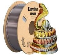 GratKit Filamento PLA Seda Tricolor, Coextrusion Filamento de Impresión 3D 1.75mm, -0.03mm, 1KG Carrete (2.2 LBS), Silk PLA Oro Plata Y Cobre Rojo