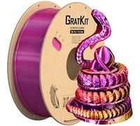 GratKit Filamento PLA Seda Tricolor, Coextrusion Filamento de Impresión 3D 1.75mm, -0.03mm, 1KG Carrete (2.2 LBS), Silk PLA Oro Rojo y Violeta