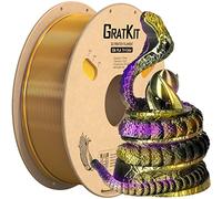 GratKit Filamento PLA Seda Tricolor, Coextrusion Filamento de Impresión 3D 1.75mm, -0.03mm, 1KG Carrete (2.2 LBS), Silk PLA Violeta Dorado y Negro