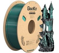 GratKit - Filamento PLA Silk de doble color, 1,75 mm, carrete de 1 kg, filamento para impresora 3D bicolor con precisión +/-0,03 mm, fácil de imprimir, color negro y verde