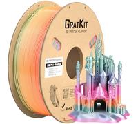 GratKit Rainbow Silk Filamento PLA 1,75 mm, Filamento de impresión 3D, Filamento de impresión 3D multicolor, Precisión dimensional +/- 0,03 mm, 1 kg/carrete,Candy