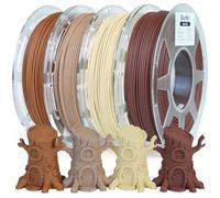 GratKit Wood PLA Filament, 3D Printer Filament 1.75mm, -0.03mm, 1KG/Roll, PLA Wood 1KG Bundle, 250g*4，White Oak, White Wax, Walnut, Teak