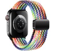 gratulatio Compatible with Fabric Apple Watch Strap 42mm (S10) 41mm 40mm 38mm, Adjustable Elasticated Magnetic Nylon Strap Band for IWatch Series 11/10/9/8/7/6/5/4/SE/SE 2 Women Men Rainbow