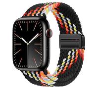 gratulatio Compatible with Fabric Apple Watch Strap 49mm 46mm 45mm 44mm, Adjustable Elasticated Magnetic Nylon Strap Band for IWatch Series 11/10/9/8/7/6/5/4/SE/SE 2/Ultra 3/2 Men Z Rainbow