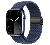 gratulatio Compatible with Fabric Apple Watch Strap 49mm 46mm 45mm 44mm, Adjustable Elasticated Magnetic Nylon Strap Band for IWatch Series 11/10/9/8/7/6/5/4/SE/SE 2/Ultra 3/2 Men Storm Blue