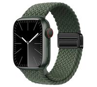gratulatio Compatible with Fabric Apple Watch Strap 49mm 46mm 45mm 44mm, Adjustable Elasticated Magnetic Nylon Strap Band for IWatch Series 11/10/9/8/7/6/5/4/SE/SE 2/Ultra 3/2 Men Women Green