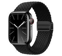 gratulatio Compatible with Fabric Apple Watch Strap 49mm 46mm 45mm 44mm, Adjustable Elasticated Magnetic Nylon Strap Band for IWatch Series 11/10/9/8/7/6/5/4/SE/SE 2/Ultra 3/2 Men Women Black