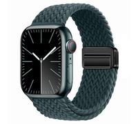 gratulatio Compatible with Fabric Apple Watch Strap 49mm 46mm 45mm 44mm, Adjustable Elasticated Magnetic Nylon Strap Band for IWatch Series 11/10/9/8/7/6/5/4/SE/SE 2/Ultra 3/2 Men Rainforest Green
