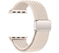 gratulatio Compatible with Fabric Apple Watch Strap 49mm 46mm 45mm 44mm, Adjustable Elasticated Magnetic Nylon Strap Band for IWatch Series 11/10/9/8/7/6/5/4/SE/SE 2/Ultra 3/2 Men Starlight