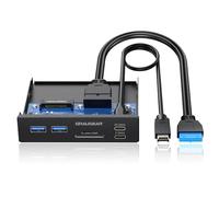GRAUGEAR, 6 interfaces Panel Frontal para 3,5", 2X USB-C+2X USB-A HUB, Lector de Tarjetas SD/Micro SD, Type-C USB 3.2 10Gbit/s, 19-Pin & Key-A 20-Pin Header, G-MP01CR