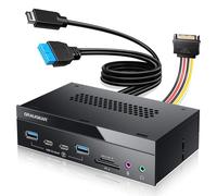 GRAUGEAR 8 interfaces [10 Gbps] Panel Frontal de 5,25 Pulgadas con 2 x USB-C y 2 x USB-A USB 3.2 Gen2 10 Gbps, Lector de Tarjetas SD y microSD, Audio E/S, micrófono, Puertos para Auriculares