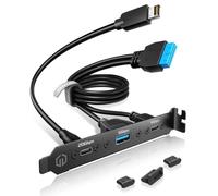 GRAUGEAR Adaptador de cable de extensión USB tipo E de 19 pines para panel | Llave interna tipo E de 20 pines y cabezales USB de 19 pines a hub USB-C de 20 Gbps, soporte de expansión USB con ranura PCIe