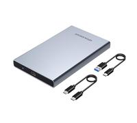 GRAUGEAR, Carcasa de Aluminio USB Type-C para SSD SATA de 2,5", 6 Gbps USAP SATA I II III USB 3.2 Gen 2, Cable USB-C a C y USB-C a A, G-2501-AC-10G