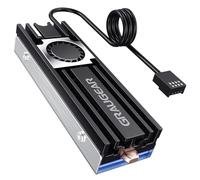 GRAUGEAR Disipador de calor SSD M.2 2280, tubo de calor de cobre de tacto directo, ventilador de refrigeración integrado de 20 mm, diseño de aleta de placa de aluminio, almohadillas térmicas con