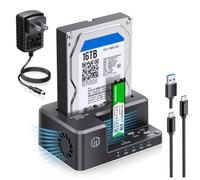 GRAUGEAR Estación de acoplamiento de disco duro SSD M.2 NVMe y SATA de 3.5 pulgadas/2.5 pulgadas, lector NVMe USB-C de 10 Gbps, clon SATA a NVMe M.2, estación de clonación de carcasa SSD NVMe, clon