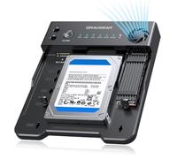 GRAUGEAR Estación de acoplamiento M.2 NVMe y SATA SSD/HDD, estación de clonación USB-C de 10 Gbps para HDD y SSD SATA de 2.5 pulgadas/3.5 pulgadas, clonación sin conexión, sin herramientas, ventilador