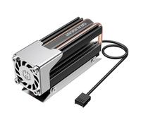 GRAUGEAR G-M2HS03-F - Refrigerador de tubo de calor con ventilador para M.2 NVMe (2280), activo, ventilador PWM de 25 mm, silencioso, 4 almohadillas térmicas, tubo de calor de cobre, aluminio