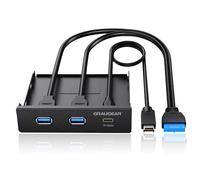 GRAUGEAR Hub de panel frontal de PC múltiple de 3.5 pulgadas, ranuras USB internas con USB 3.2 Gen 2 USB-C y 2 puertos USB 3.0, USB 3.2 Key-A 20 pines, se adapta a cualquier carcasa de computadora de 3.5 pulgadas, sin unidad [G-MP01]