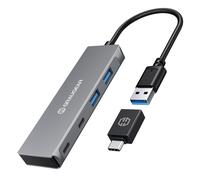 GRAUGEAR HUB USB 3.0 4 Ports 2 x USB-C 2 x USB-A Aluminium Cable Length 20 cm US
