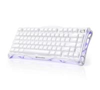 GravaStar Mercury K1 Teclado Mecanico Gaming Inalambrico 75%, Blanco | QWERTY Teclado Gamer Aleación de Aluminio, Switches Lineales Hot-Swap, Retroiluminación RGB y 2,4 GHz, Bluetooth y USB-C