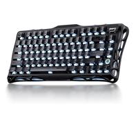 GravaStar Mercury K1 Teclado Mecánico Inalámbrico 75%, Gaming de Aleación de Aluminio con Perilla, Hot Swap, Switches Lineales, Teclas Transparentes, RGB Retroiluminado, 2.4GHz/BT/USB - Black Mist