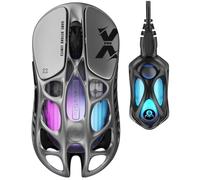 GravaStar Mercury X Pro - Ratón inalámbrico para Juegos, Viene con dongle 8K, Sensor Paw 3950 de 32.000 dpi, tasa de sondeo de 8.000 Hz, Solo 49 g, (Admite 8k, Gris)