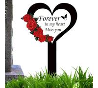Grave Decorations - Acrylic Heart And Cross Marker, Easy-to-Install Outdoor Cemetery Stake, Yard, Garden, Memorial | Sympathy, Respectful Commemoration, Outdoor Memorial Accessories