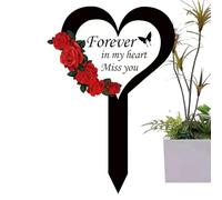 Grave Decorations Memorials - Estaca acrílica 2D para cementerio para | Elegantes marcadores conmemorativos para tumbas para cementerio, corazón y forma de cruce para exteriores
