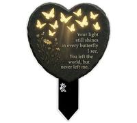 Grave Markers For Cemetery - Heart Shape | Memorial Heart-Shaped Grave Marker With 2D Hollow Butterfly Design For Cemetery, Garden, Outdoor Spaces, Funeral Services And Pet Loss Remembrance