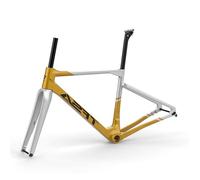 Gravel Cuadro De Bicicleta De Carretera Carbono 700C 47/50/53/56CM Cuadro Freno Disco Delantero 12x100mm Trasero 12x142mm Cuadro Con Eje Pasante Enrutamiento Interno Ligero(Gold,50cm)