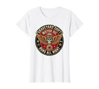 Graveyard Shift Motor Oil Runs Quote D Motocicleta Entusiasta Camiseta gráfica económica, Mujer, Blanco, L