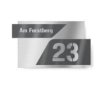 Graviers Design placa 2 líneas para exterior - 160x110 mm, antracita metalizado, acero inoxidable V2A (AISI 304): línea 1 = calle/empresa, línea 2 = número