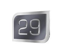 Graviers Design placa número para exterior - 250x175 mm, antracita RAL 7016, acero inoxidable V2A (AISI 304), personalizable