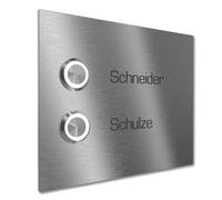 Graviers Design Timbre multifamiliar con pulsador LED 2 nombres grabados - V2A acero inoxidable 140x115 mm - empotrable seleccionable de superficie para puerta