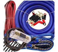 Gravity Warzone - Kit de amplificador de potencia de calibre 1/0 de hasta 5000 vatios Premium Elite Pro Flexible RCA para altavoces, 250 A + 300 A fusible incluido, cableado completo de instalación de