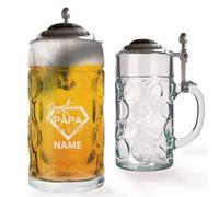GRAVURMACHER® Jarra de cerveza con grabado y tapa de estaño, 0,5 l con tapa de estaño, jarra de cerveza como regalo del día del padre, regalo de cumpleaños para hombre (motivo del día del padre 11)