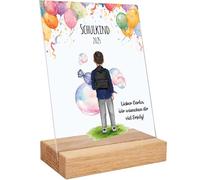 GRAVURZEILE Cristal acrílico impreso con configuración, escolarización, diseño personalizable para personalizar tú mismo, regalo personalizado para el primer día de clases, color: niño
