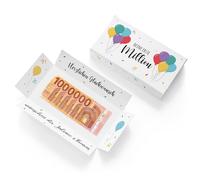 GRAVURZEILE - Envoltorio de regalo - Globos - Mi primer millón - Personalizado con nombre y texto deseado - Caja de regalo personalizada para regalo de cumpleaños - 22,5 x 12 x 5,5 cm